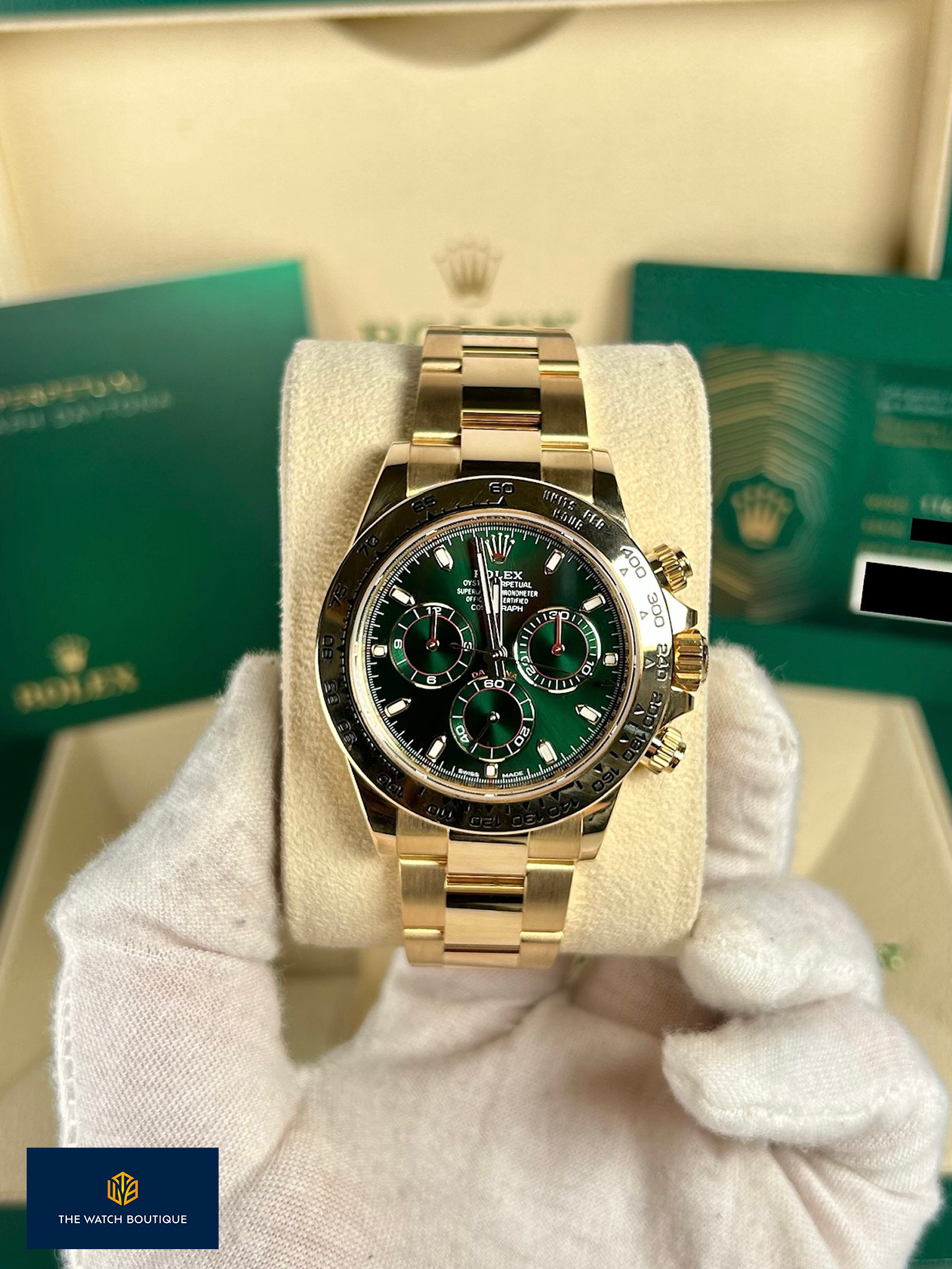 Rolex Daytona Green 116508 2022 Yellow Gold Oyster – The