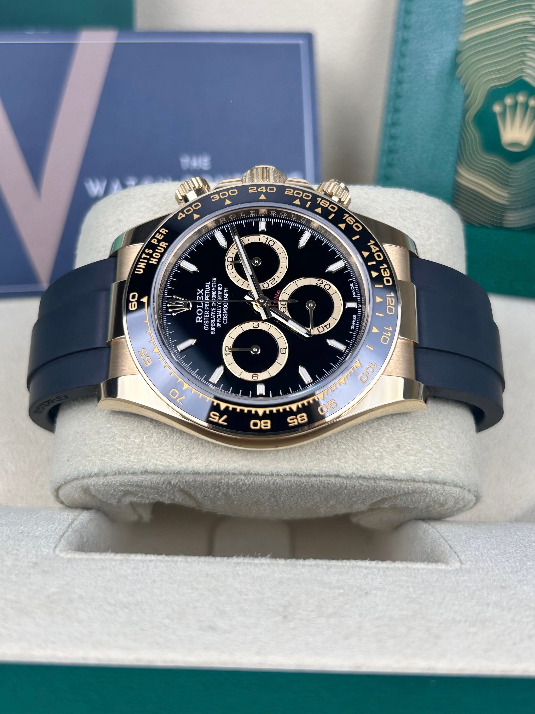 Rolex Daytona Black Dial 2023 126518LN Yellow Gold OysterFlex Strap