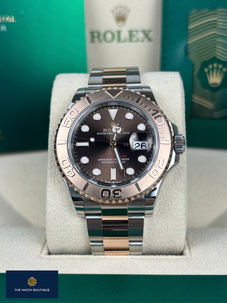 Rolex Yacht Master 40 Chocolate Bi Metal Rose Gold Steel 12662 The Watch Boutique
