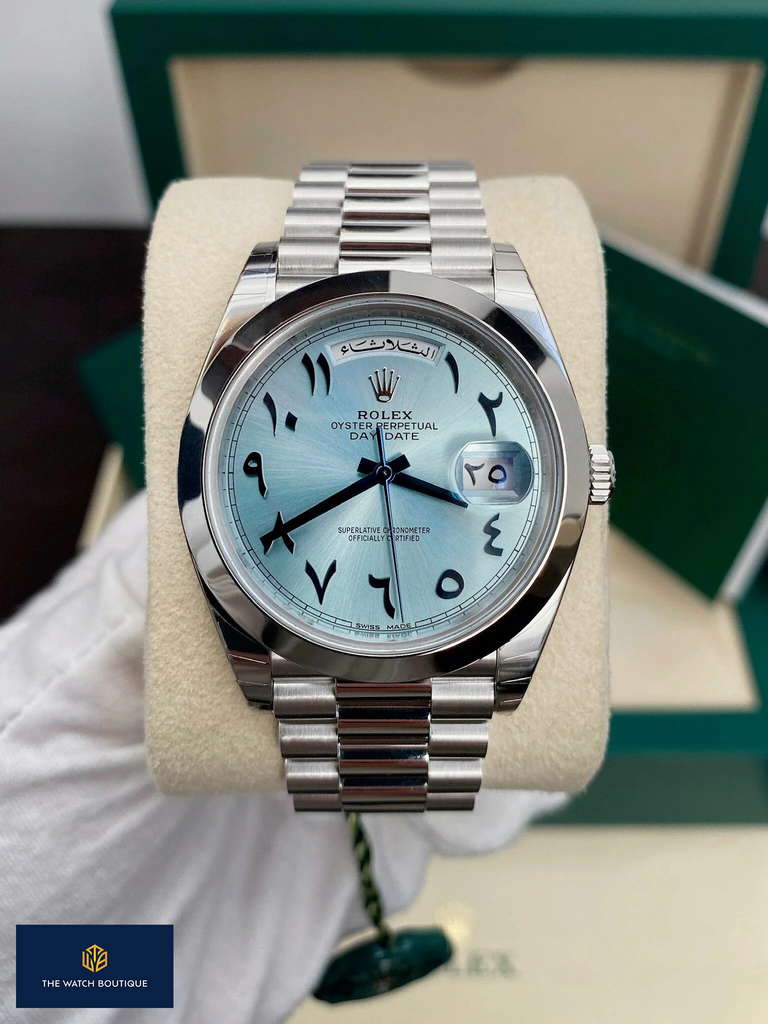 Rolex Day Date 40 Ice Blue Arabic Dial 228206 2017 Platinum Presidential