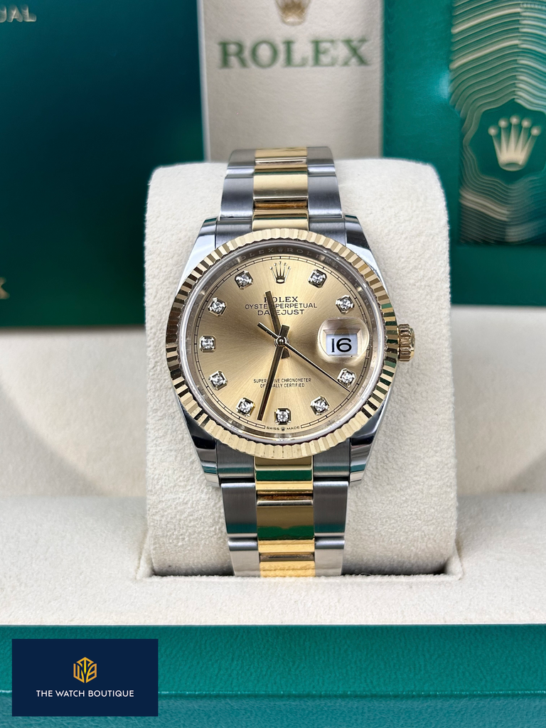 Rolex DateJust 36 Gold Diamond Dial Bi Metal 126233 2020 O The Watch Boutique