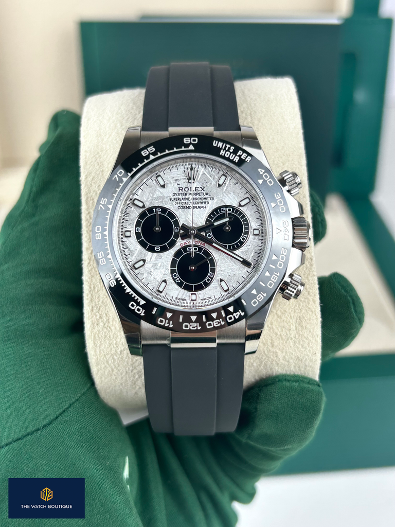 White gold daytona rubber discount strap
